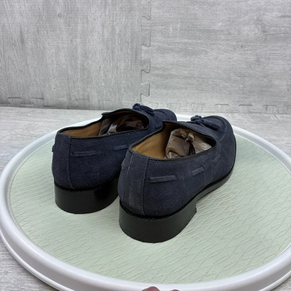Samuel Windsor Tassel Loafers Mens 10.5 Blue Suede Slip On Dress Shoes